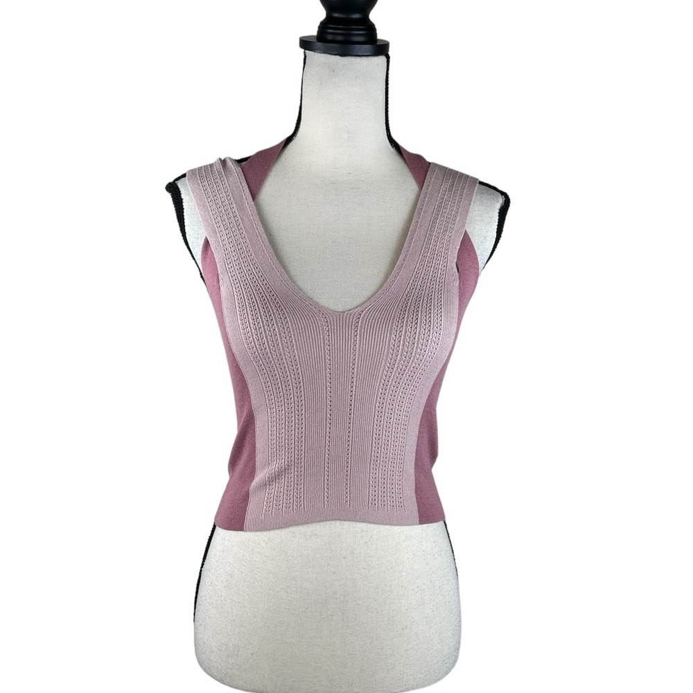 Express Color Block Knit Sleeveless Crop Top NWT XS